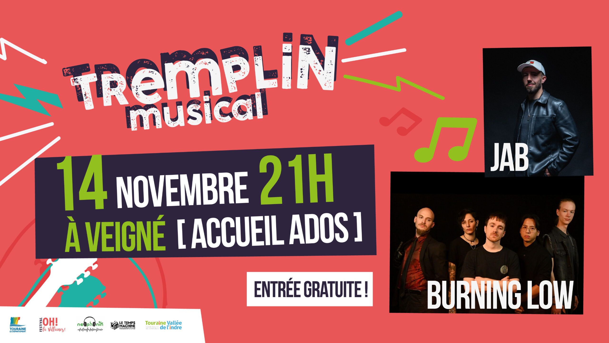 Concert 14 novembre 2025 - Veigné JAB et Burning Low